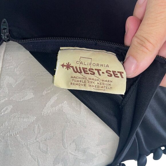 California West Set Vintage 1970s Womens Blouse Size Small Black Open Sleeve - Picture 4 of 8